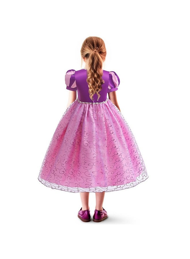 G.C Girls Rapunzel Dress Princess Dress Up Costume Toddler Puff Sleeve Dresses Wig Crown Wand Jewelry Necklace Halloween Cosplay Clothes Birthday Gifts Party Supplies - Image 3