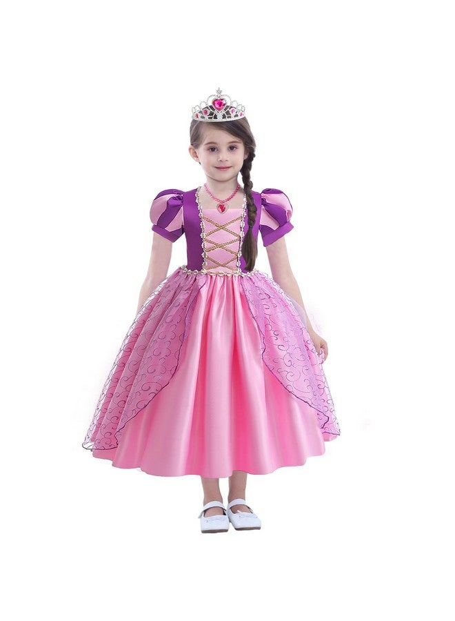 G.C Girls Rapunzel Dress Princess Dress Up Costume Toddler Puff Sleeve Dresses Wig Crown Wand Jewelry Necklace Halloween Cosplay Clothes Birthday Gifts Party Supplies - Image 2