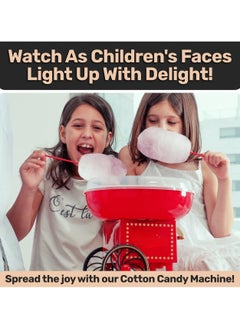 Cotton Candy Machine Kit - Red Retro Cotton Candy Maker, Effortless Home Sugar Candy Maker Machine with Comprehensive User-Friendly Guide, Ideal for Parties & Fun Gatherings