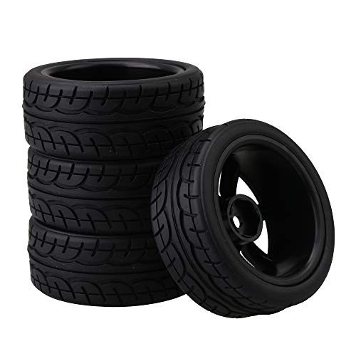 BQLZR 4PCS RC1 10 Flat Sports Car with Mountain Pattern Tires and New 7spoke Black Wheels 20468 - Image 1