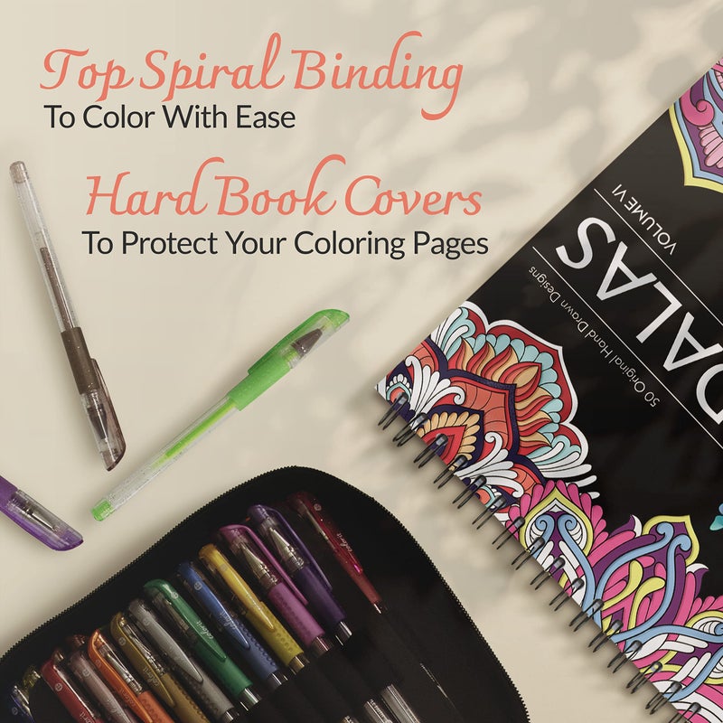 ColorIt Mandalas Volume VI Spiral Bound Adult Coloring Book with 50 Mandala Patterns for Relaxation and Stress Relief - Includes Perforated Pages, Thick Paper, Hardback Covers, and Blotter Page - Image 4