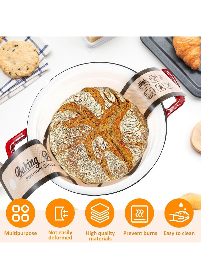 KASTWAVE 2Pcs Silicone Bread Sling, for Dutch Oven, Non-Stick & Easy Clean Reusable Silicone Bread Baking Mat, Reusable Sourdough Bread Sling Tear, Round Dough Drop Baking Mat, Even Heating Bread Baking Mats - Image 2
