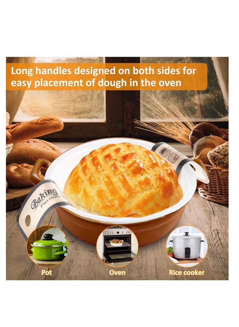 KASTWAVE 2Pcs Silicone Bread Sling, for Dutch Oven, Non-Stick & Easy Clean Reusable Silicone Bread Baking Mat, Reusable Sourdough Bread Sling Tear, Round Dough Drop Baking Mat, Even Heating Bread Baking Mats - Image 3