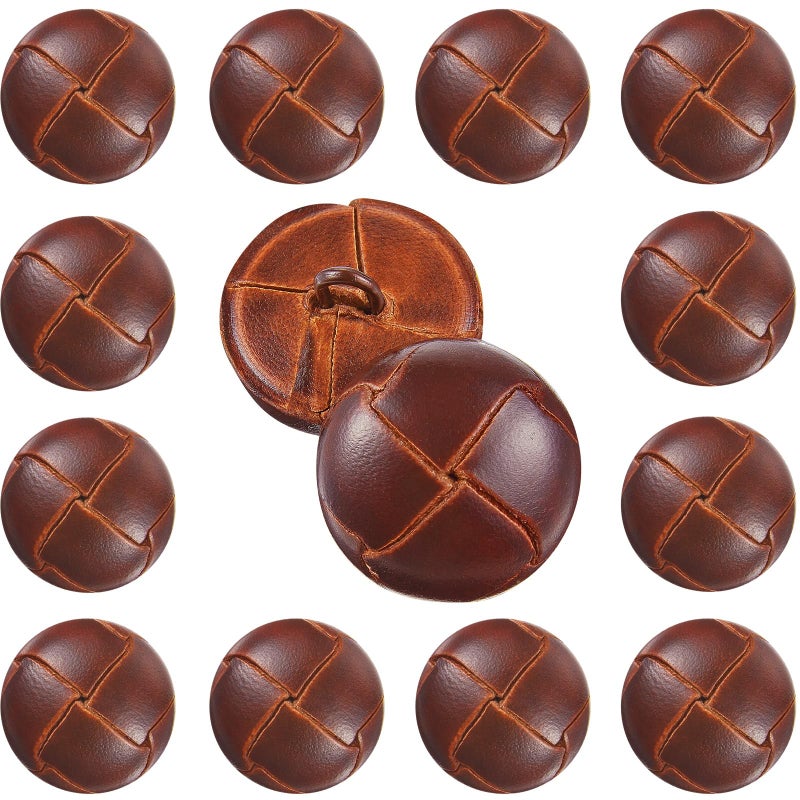 Knitgrip 12 Pcs Light Brown 20 mm Genuine Leather Cover Buttons Football Buttons with Shank Sew for Clothes Dress Coats Jackets Sweaters Blazers Jeans Handicrafts Fall Sewing Accessories - Image 1
