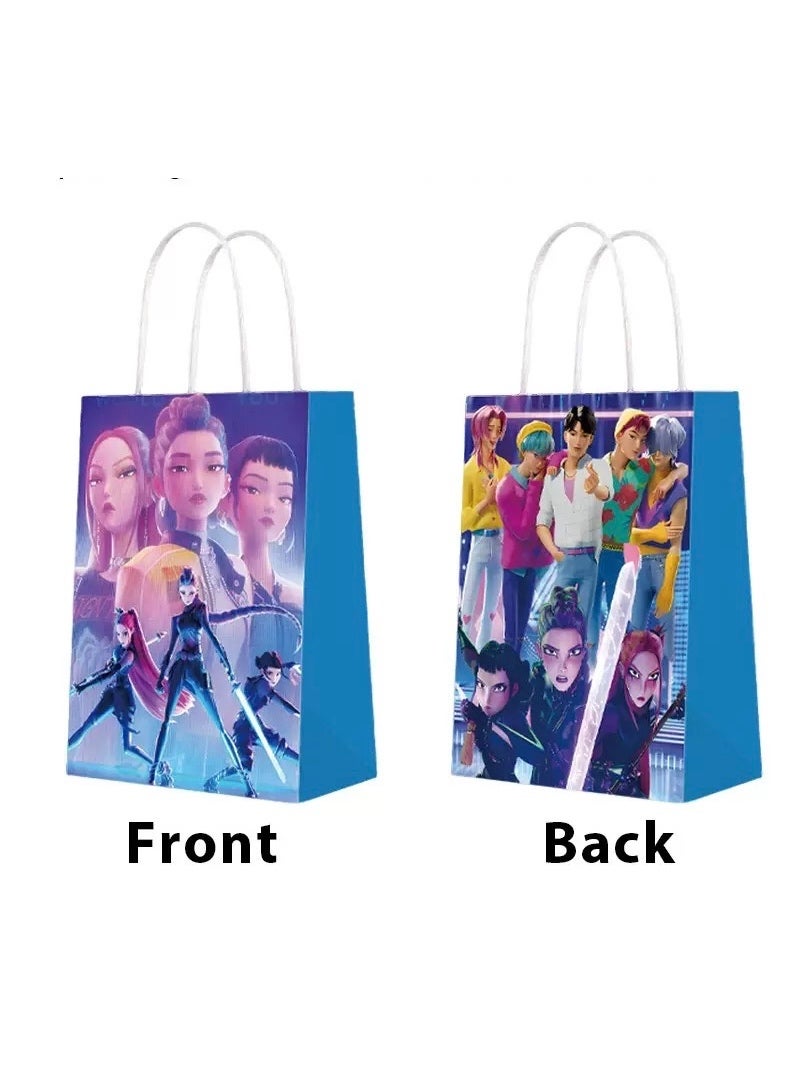 12pcs mix design paper gift bags kpop devil hunter theme party decoration handbag character cartoon candy paper bag kraft paper handbag birthday party gift bag for kids’ parties - Image 2