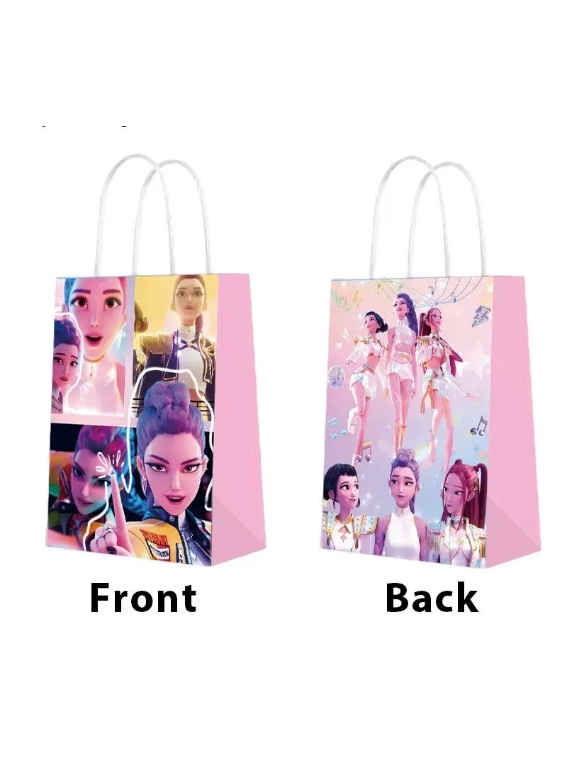 12pcs mix design paper gift bags kpop devil hunter theme party decoration handbag character cartoon candy paper bag kraft paper handbag birthday party gift bag for kids’ parties - Image 3