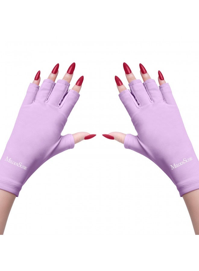 MelodySusie Melodysusie Uv Gloves For Gel Nail Lamp, Professional Upf50+ Uv Protection Gloves For Manicures, Nail Art Skin Care Fingerless Anti Uv Glove Protect Hands From Uv Harm (Purple)  - Image 2