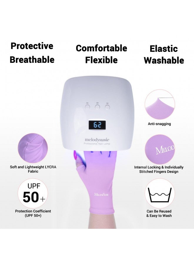 MelodySusie Melodysusie Uv Gloves For Gel Nail Lamp, Professional Upf50+ Uv Protection Gloves For Manicures, Nail Art Skin Care Fingerless Anti Uv Glove Protect Hands From Uv Harm (Purple)  - Image 5