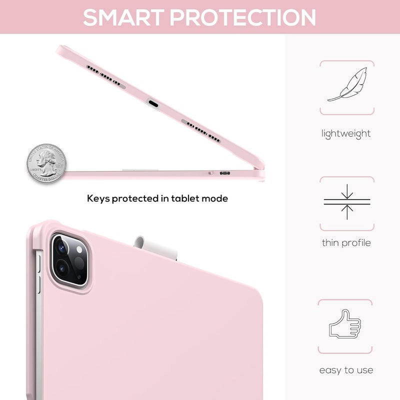 typecase لوحة مفاتيح تعمل باللمس لجهاز آيباد برو 11 بوصة (M4) 2024/2025، 11 لون مضيء، غلاف واقي دوار 360°، حامل قلم، لوحة تتبع متعددة اللمس، وردي - غير متوافق مع آيباد برو 11 (M2) وآيباد إير (M3/M2) - Image 4