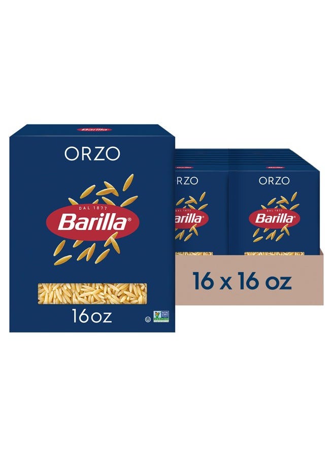 Barilla مكرونة أورزو، 16 أونصة. علبة (عبوة من 16) - غير معدلة وراثيًا، مصنوعة من سميد القمح القاسي - معتمدة كوشير - Image 1