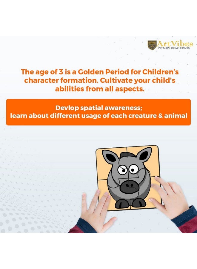 Artvibes Animals Wooden Jigsaw Puzzle Games for Children & Kids | Jigsaw Puzzles for Kids Age 2-5 | 4 Pieces Puzzles | Toddler's Wooden Puzzle (PZ_502NN), Set of 6 - Image 5