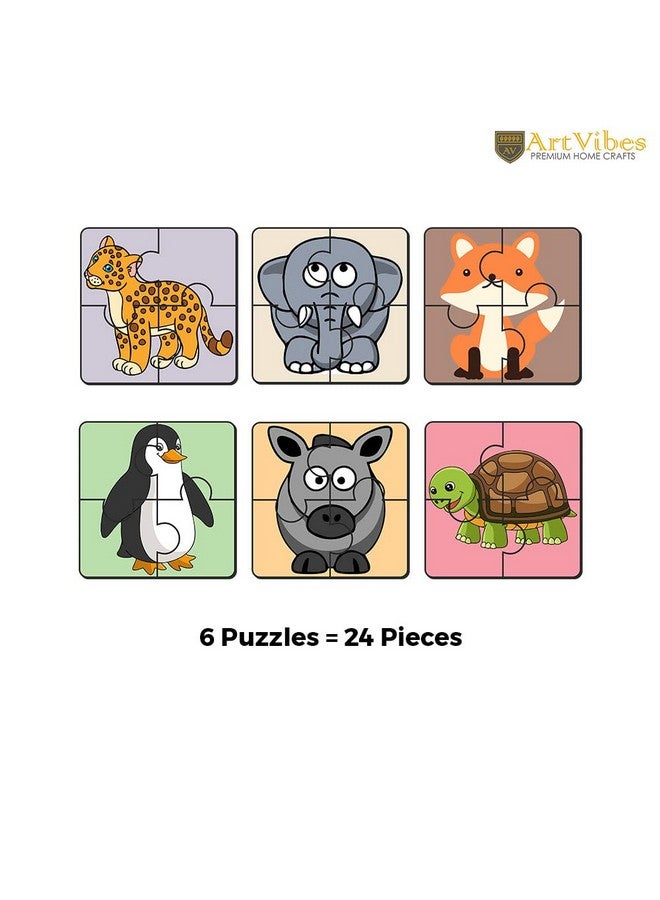 Artvibes Animals Wooden Jigsaw Puzzle Games for Children & Kids | Jigsaw Puzzles for Kids Age 2-5 | 4 Pieces Puzzles | Toddler's Wooden Puzzle (PZ_502NN), Set of 6 - Image 4