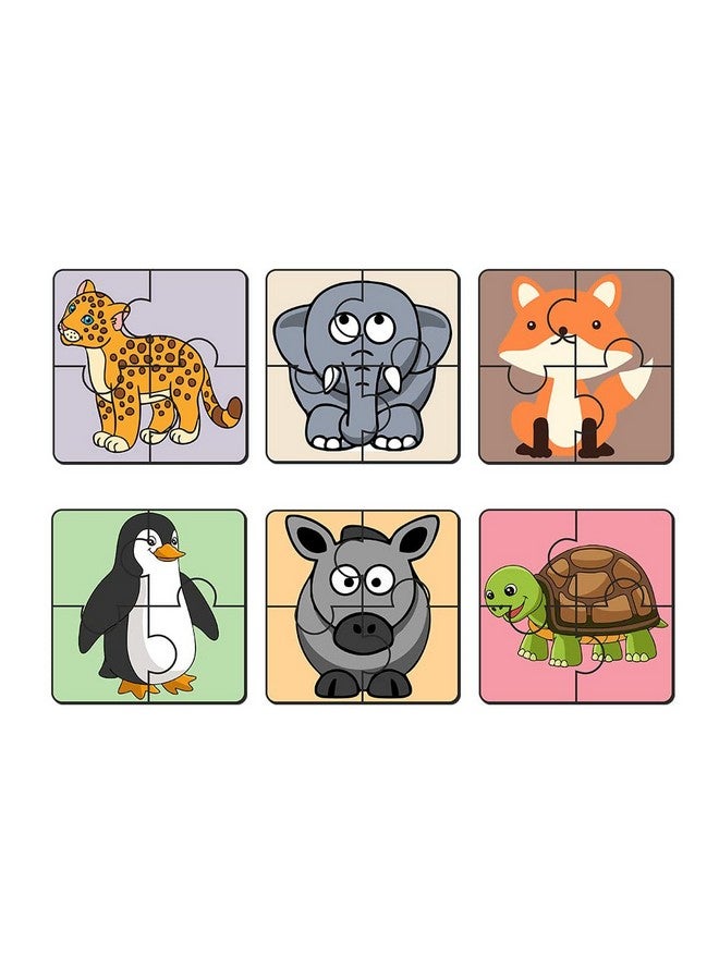 Artvibes Animals Wooden Jigsaw Puzzle Games for Children & Kids | Jigsaw Puzzles for Kids Age 2-5 | 4 Pieces Puzzles | Toddler's Wooden Puzzle (PZ_502NN), Set of 6 - Image 1