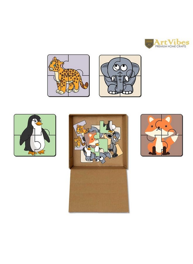 Artvibes Animals Wooden Jigsaw Puzzle Games for Children & Kids | Jigsaw Puzzles for Kids Age 2-5 | 4 Pieces Puzzles | Toddler's Wooden Puzzle (PZ_502NN), Set of 6 - Image 2