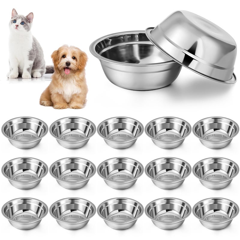 Nuanchu 15 Pack Stainless Steel Dog Bowls Bulk 338 oz Pet Food Water Bowls for Medium Large DogsCat Dishwasher Safe Feeder for MultiPet HomesPet Shop - Image 2