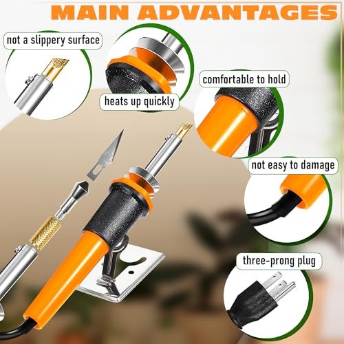 VIKROM 30W Electric Hot Knife Cutting Tool – Fast Heating Plastic Cutter Tool for Foam, Resin, Mesh | Includes 10 Blades, 2 Blade Holders, 1 Wood Burning Tip & Stand | Pumpkin Carving Kit for Craft Projects - Image 4