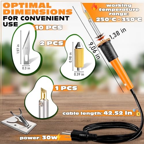 VIKROM 30W Electric Hot Knife Cutting Tool – Fast Heating Plastic Cutter Tool for Foam, Resin, Mesh | Includes 10 Blades, 2 Blade Holders, 1 Wood Burning Tip & Stand | Pumpkin Carving Kit for Craft Projects - Image 2