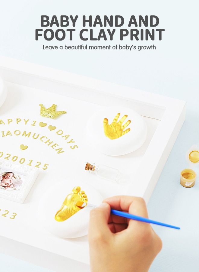 Baby Footprint Kit and Handprint Kit, Keepsake Decoration Gifts Personalized Non-Toxic DIY Infants Clay Souvenir Ornament Kit for Boys and Girls - Image 2