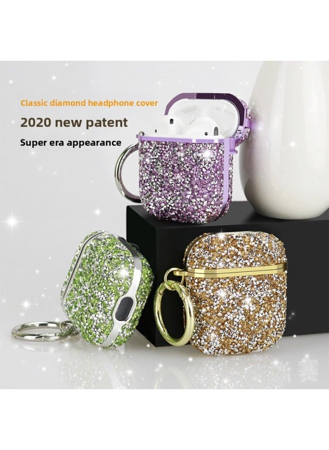 Generic - Flash Diamond 7 Color For AppleWireless Bluetooth Headset Airpods 1/2 Generation Protective Cover Pro 3 Generation Applicable Women-Color:Black-Model:Airpods 4th Generation [2024] - Image 1