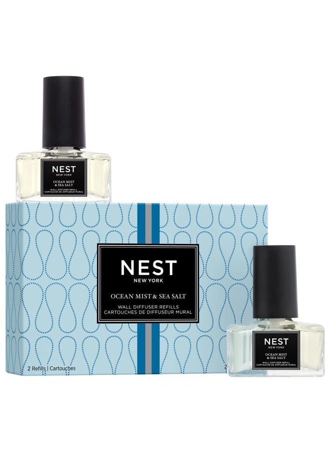 NEST FRAGRANCES Wall Diffuser Refill Vials, Ocean Mist & Sea Salt - Set of 2 - Up to 60 Days of Continuous Scent - Cruelty Free, Vegan - Made in USA  - Image 1