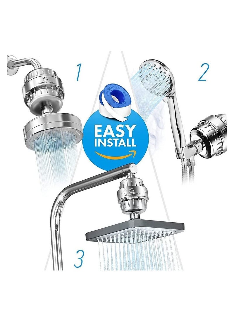 DMG TECH - Shower Filter, 25 Stage Shower Filter Water Softener, Shower Head Filter for Hard Water, with 3 Replaceable Filter Cartridges,Universal Replaceable Shower Head Water Purifier to Remove Chlorine - Image 1