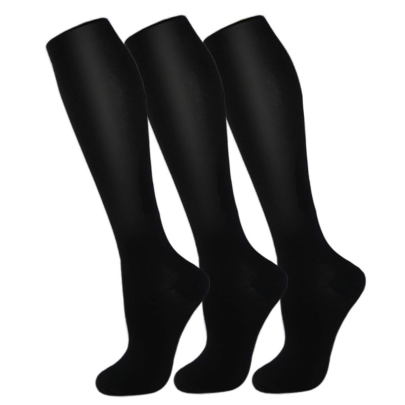FuelMeFoot 3 Pack Compression Socks For Women Men Knee High Socks 15-20mmHg travel gifts for women plain nylons crew nurse 13-15 gifts navidad garments - Image 1