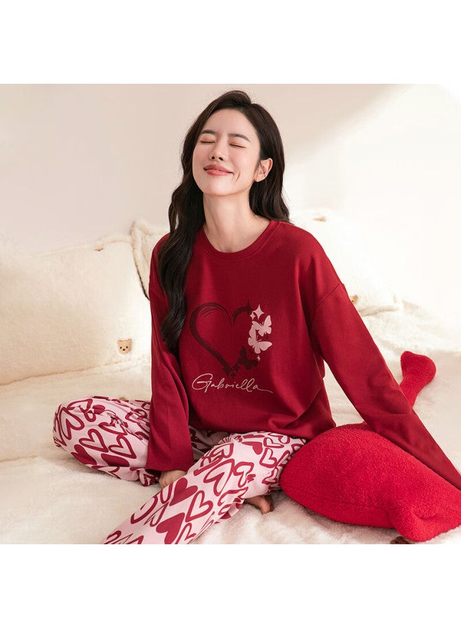Fentengcare Women's Pajamas, Pure Cotton Soft Cotton, Red For Zodiac Year, Long Sleeves, Wearable Outside, Cartoon Home Wear Set, Gift For Wome - Image 3