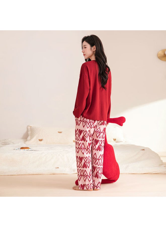 Fentengcare Women's Pajamas, Pure Cotton Soft Cotton, Red For Zodiac Year, Long Sleeves, Wearable Outside, Cartoon Home Wear Set, Gift For Wome - Image 2