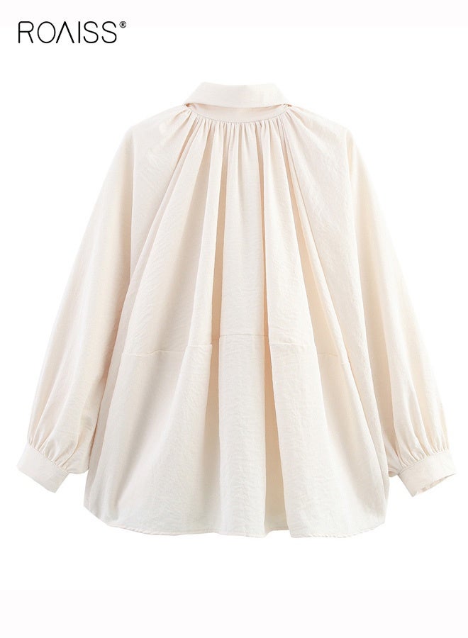 roaiss Women's Fashionable Loose-Fitting Batwing Sleeve Puffy Bomber Jacket Large Collar with Ruffled Design Long Sleeves with Zipper Front Elastic Cuffs Versatile for Everyday and Commute Wear - Image 4