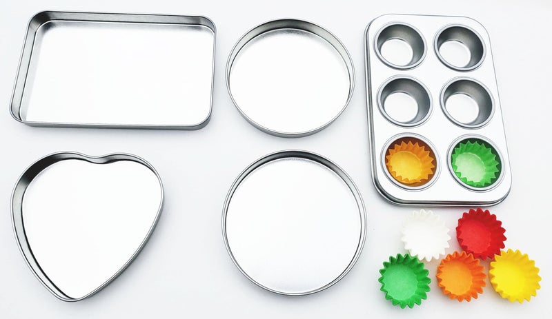 Quadrapoint Super Deluxe Pan Set compatible with Easy Bake Ultimate Oven  Includes Cupcake Liners THAT WILL FIT IN OVEN UNLIKE OTHERS