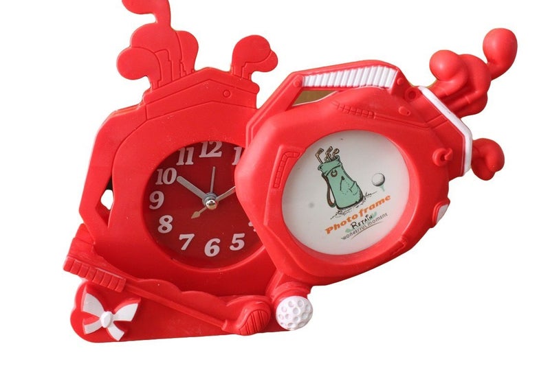 GeekGoodies GeekGoodies Golf Ball Kit Design DeskTable Alarm Clock with Photo Frame Red - Image 1