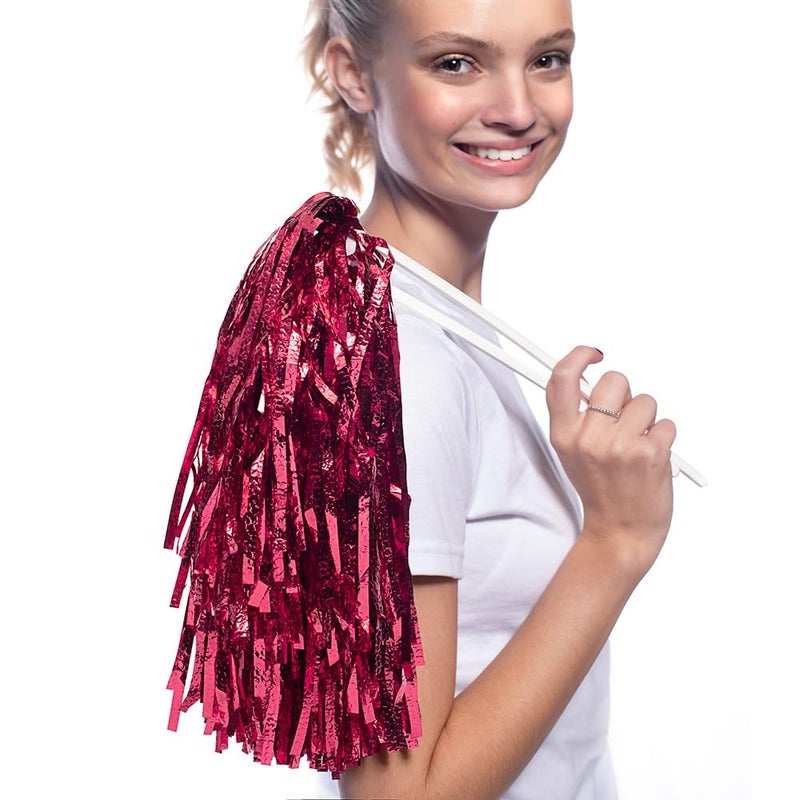 Anderson's Metallic Maroon Foil Textured School Spirit Shakers, Cheerleader Pom Poms, Football, Basketball, Homecoming, Squad, Team, Party, Dance, Club, Performance, Fan Celebration Pack of 10 - Image 2