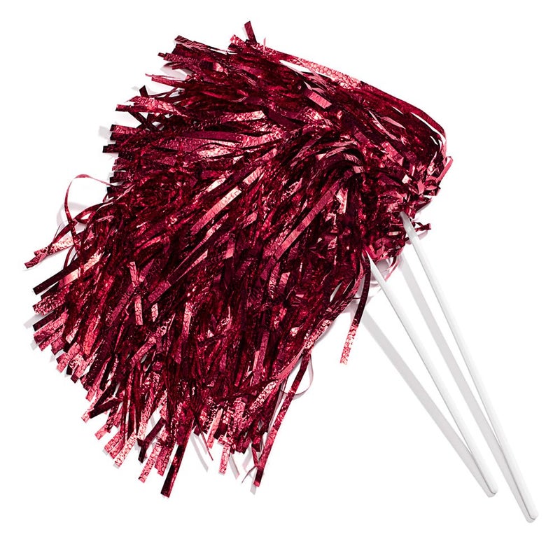Anderson's Metallic Maroon Foil Textured School Spirit Shakers, Cheerleader Pom Poms, Football, Basketball, Homecoming, Squad, Team, Party, Dance, Club, Performance, Fan Celebration Pack of 10 - Image 1