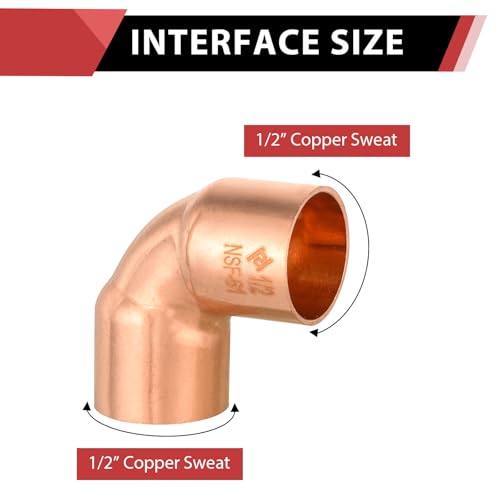EFIELD Pro 50Pack EFIELD 12 C X C Short Radius Copper 90 Degree Elbow LF Copper Plumbing Fittings with Sweat Solder ConnectionCOPPER050 - Image 3
