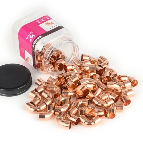 EFIELD Pro 50Pack EFIELD 12 C X C Short Radius Copper 90 Degree Elbow LF Copper Plumbing Fittings with Sweat Solder ConnectionCOPPER050 - Image 1