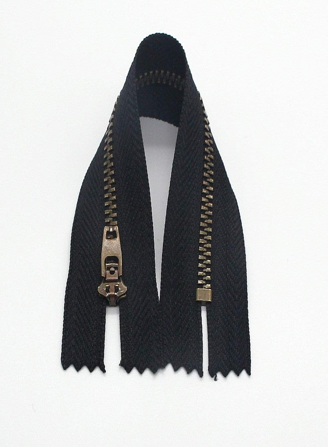 Leekayer 5# Metal Zipper for Jeans 8" Antique Brass Zipper 8 inch Close End Jeans Zippers 6pcs,(Black-Brass) - Image 4