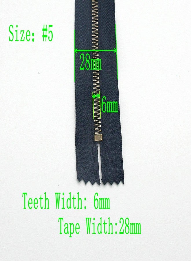 Leekayer 5# Metal Zipper for Jeans 8" Antique Brass Zipper 8 inch Close End Jeans Zippers 6pcs,(Black-Brass) - Image 3