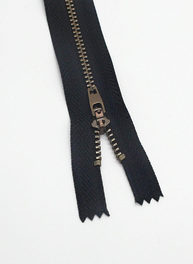 Leekayer 5# Metal Zipper for Jeans 8" Antique Brass Zipper 8 inch Close End Jeans Zippers 6pcs,(Black-Brass) - Image 1