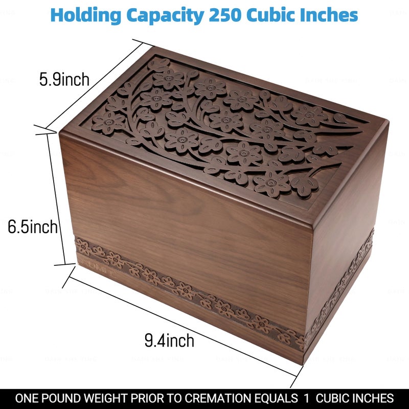 ADMLC Cremation Urns for Human Ashes Adult Male or Female, Funeral Memorial Urns for Ashes, Wooden Tree of Life Decorative Urns Box and Casket for Men Women Child, Burial Urn for Adults Up to 250 IBS - Image 2
