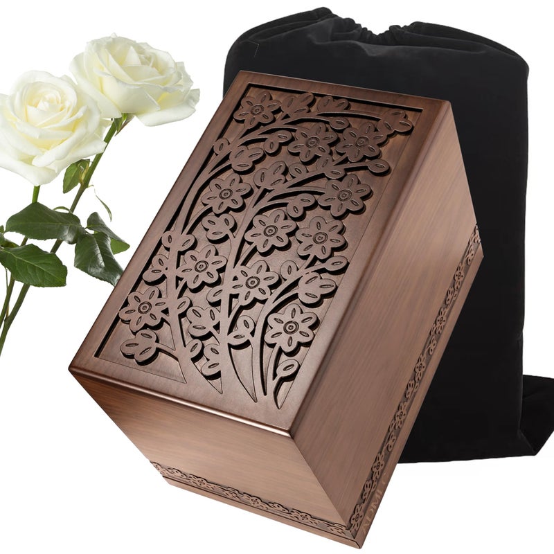 ADMLC Cremation Urns for Human Ashes Adult Male or Female, Funeral Memorial Urns for Ashes, Wooden Tree of Life Decorative Urns Box and Casket for Men Women Child, Burial Urn for Adults Up to 250 IBS - Image 1