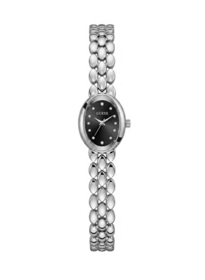 GUESS Chic Oval Watch for Women – Bold Black Dial with Teardrop Link Bracelet