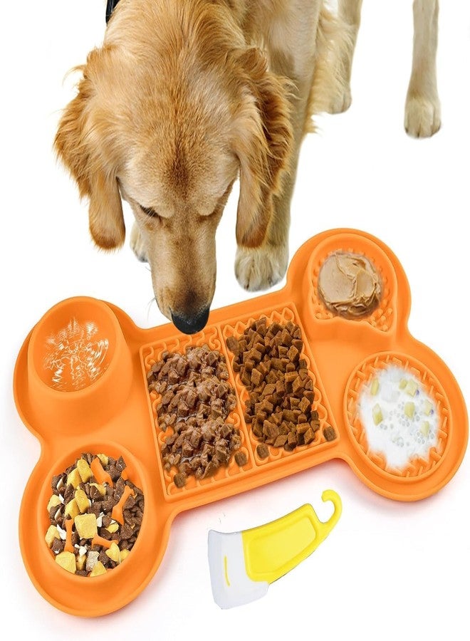 RIVIOX 6-in-1 Bone Shape Dog Lick Mat - Super Strong Suction, Anti-Bite & Durable Slow Feeder for Dogs & Cats - Ideal for Yogurt, Peanut Butter & Anxiety Relief - BPA Free Silicone (Multi Color) - Image 1