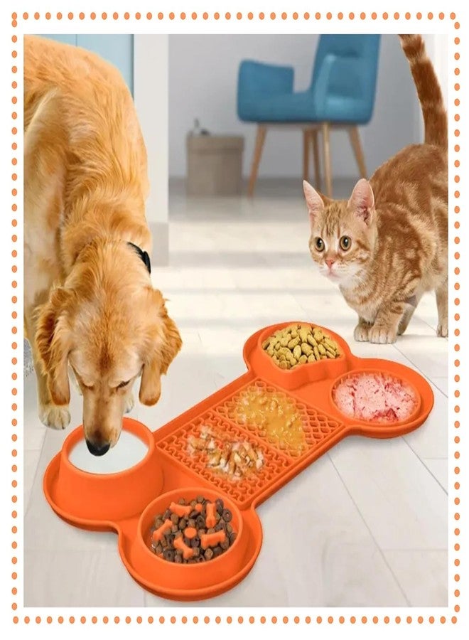 RIVIOX 6-in-1 Bone Shape Dog Lick Mat - Super Strong Suction, Anti-Bite & Durable Slow Feeder for Dogs & Cats - Ideal for Yogurt, Peanut Butter & Anxiety Relief - BPA Free Silicone (Multi Color) - Image 5