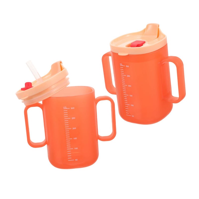 2 Pack Leakproof Ergonomic Drinking Mug with Integrated Straw and Elderly Friendly Design for Water Soup and Porridge - Image 2