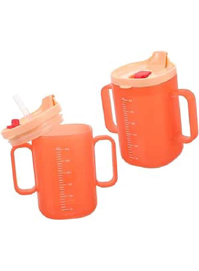 2 Pack Leakproof Ergonomic Drinking Mug with Integrated Straw and Elderly Friendly Design for Water Soup and Porridge - Image 1