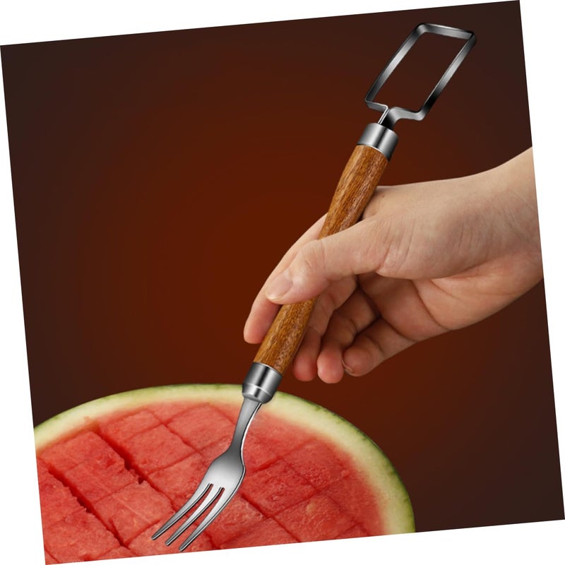 أداة تقطيع البطيخ قاطعة فاكهة على شكل شوكة تقطيع سهل من الفولاذ المقاوم للصدأ - Image 4