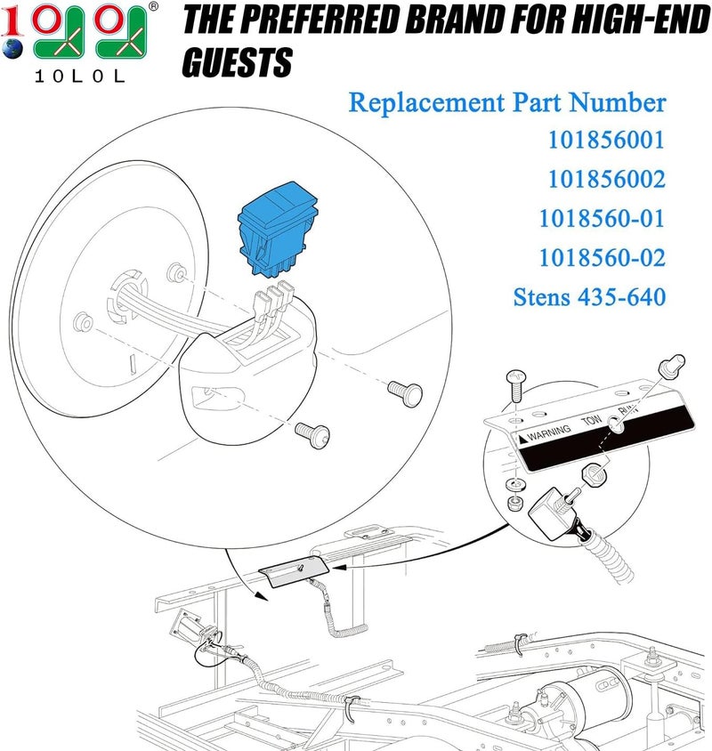 9.99WORLD MALL مفتاح التبديل للأمام والخلف 48V من 9.99WORLD MALL لعربات الجولف الكهربائية Club Car DS/Onward/Tempo/Precedent - Image 2