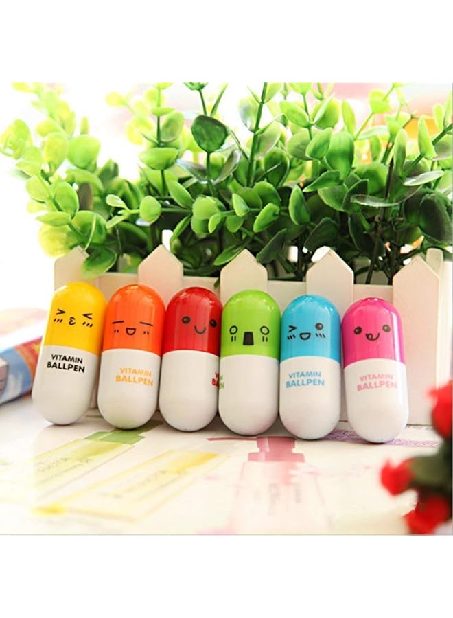 erorex Selling Wonderful 40Pcs Vitamin Pill Ballpoint Pen Cartoon Retractable Ball Pen Smiling Face Ball Pen For Kids Random Color - Image 4