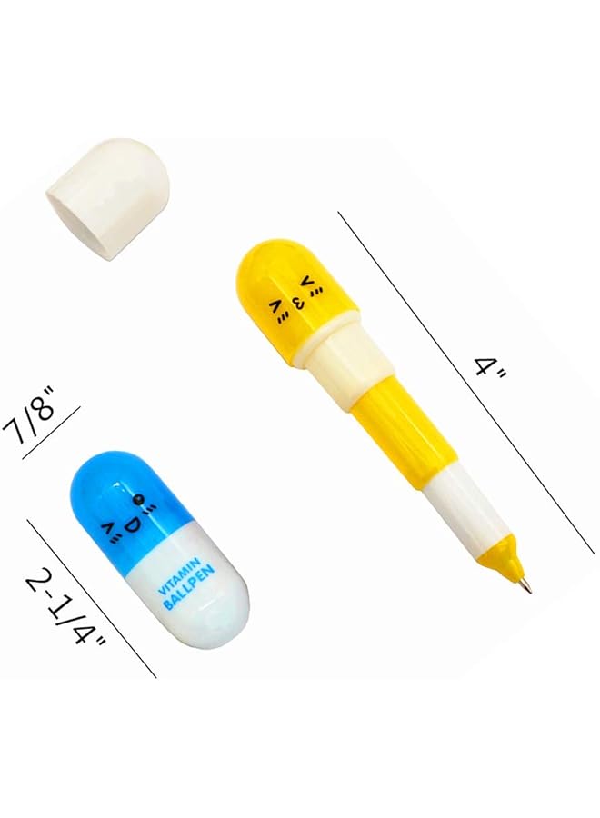 erorex Selling Wonderful 40Pcs Vitamin Pill Ballpoint Pen Cartoon Retractable Ball Pen Smiling Face Ball Pen For Kids Random Color - Image 3