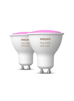 Philips Hue White and Colour Ambiance Smart Light 2 Pack [GU10 Spot] With Bluetooth. Works with Alexa, Google Assistant and Apple Homekit